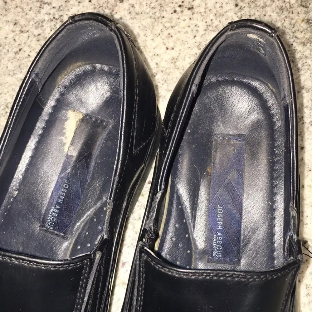 Leather upper Joe Joseph Abboud Black square toe slip on loafer style shoes 9.5